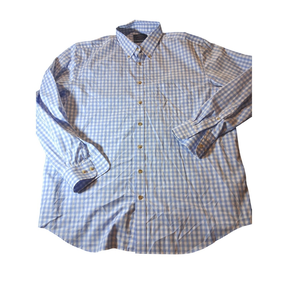 Charles Tyrwhitt Weekend Non Iron Classic Fit Gingham Shirt Blue White XXL